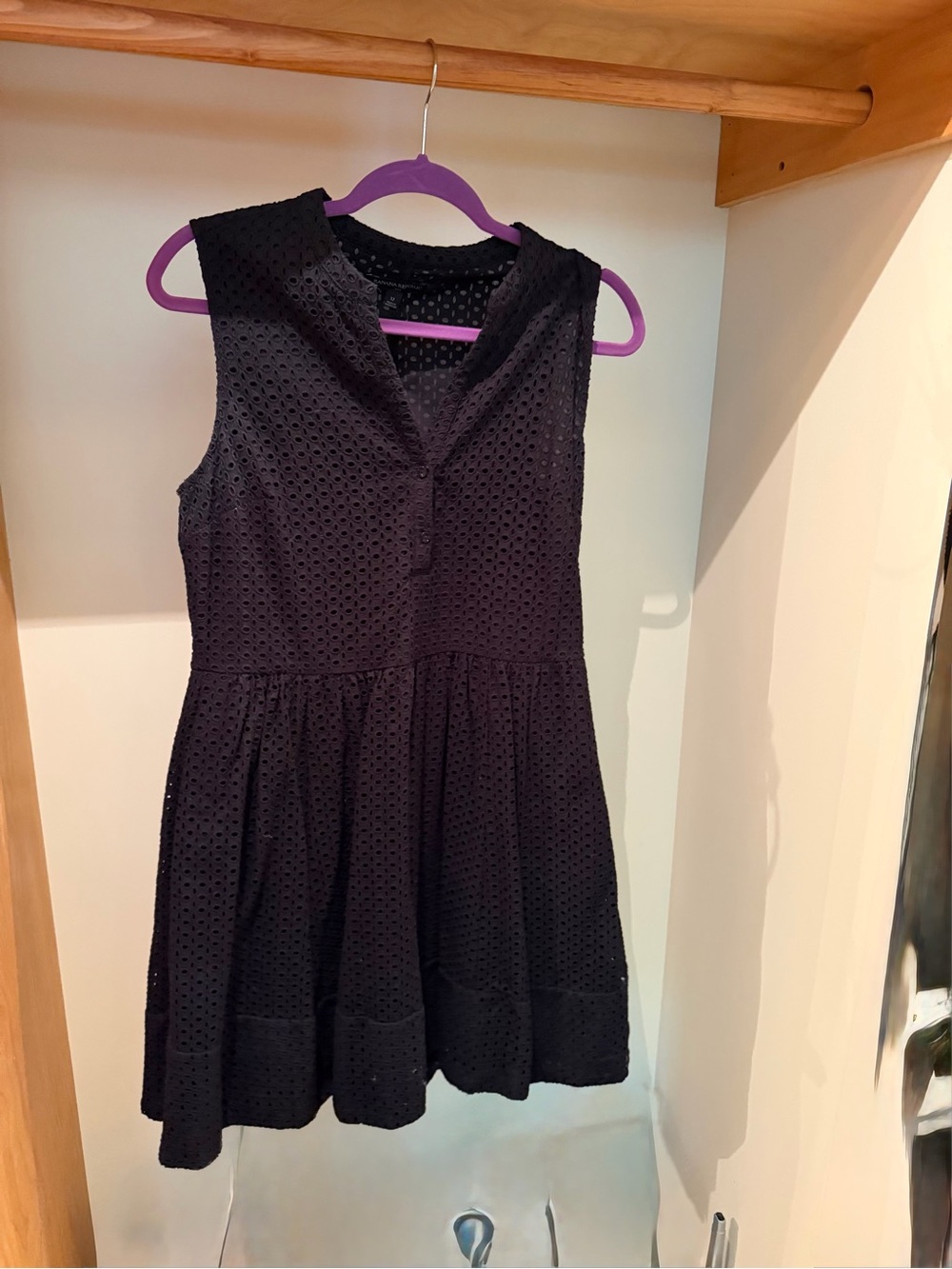 Banana Republic Black Eyelet Midi Dress